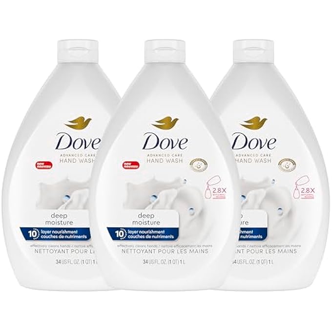 Dove ADVANCED CARE HAND WASH DEEP MOISTURE PACK OF 3 FOR SOFT, SMOOTH SKIN MORE MOISTURIZERS THAN THE LEADING ORDINARY HAND SOAP, 34 OZ - Image 1